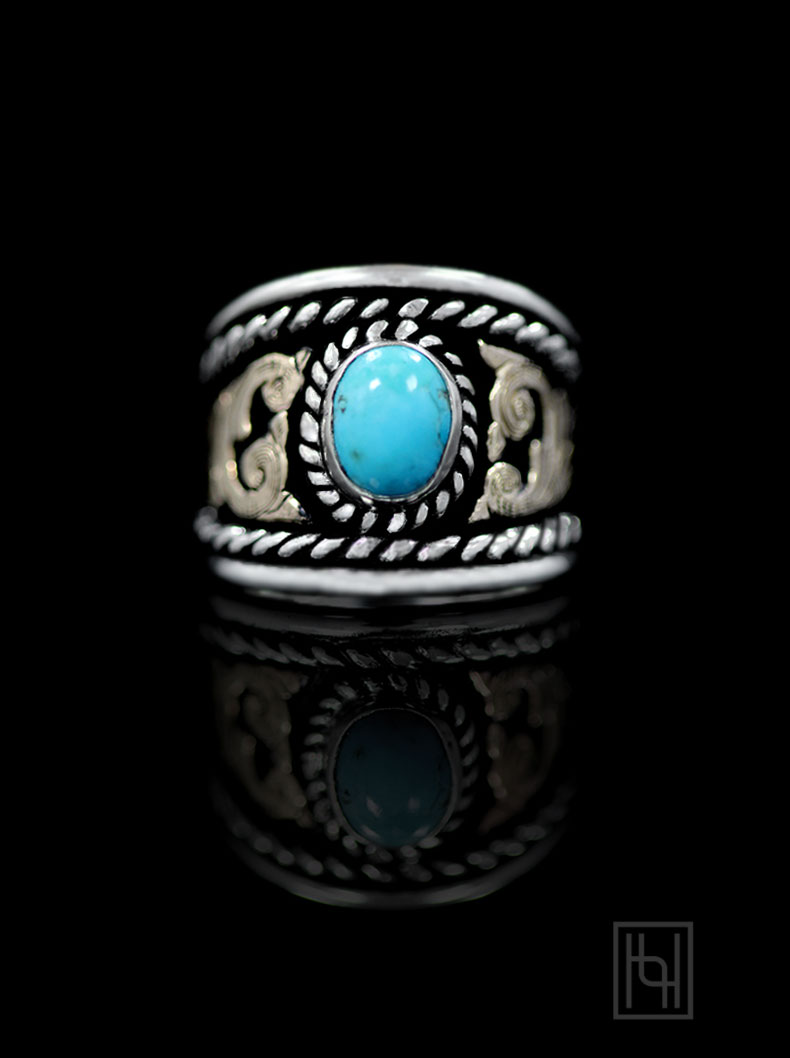 RimRock Turquoise Rope Ring Western Style Rings Hyo Silver