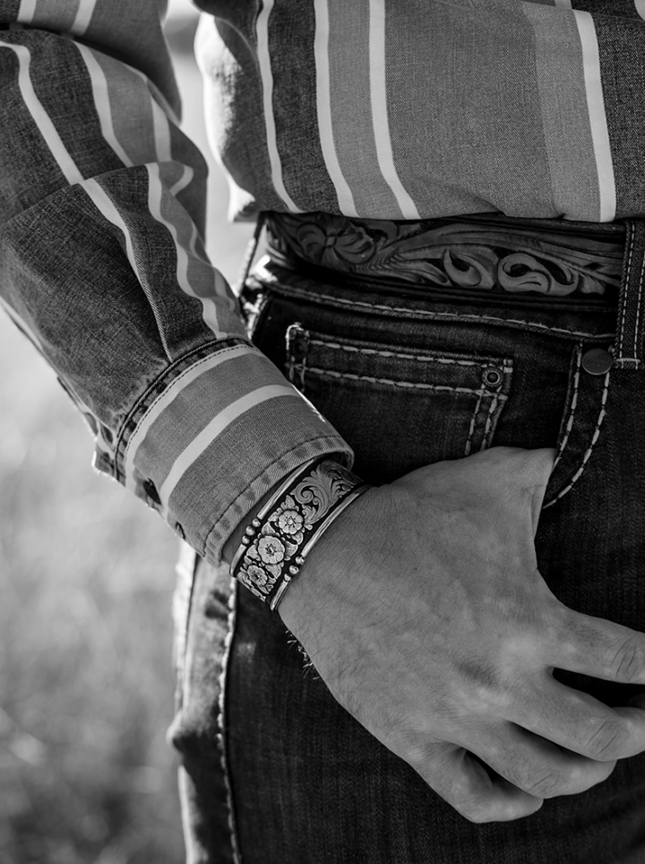 Classic Floral Cuff on a model