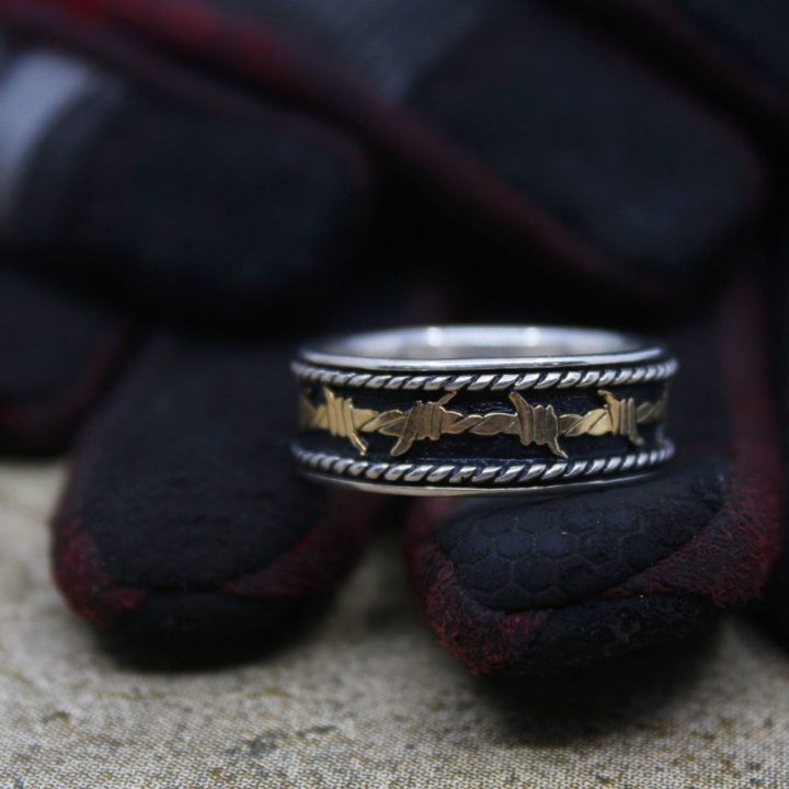 Black Background with Yellow Gold Barbed Wire Lifestyle Photo