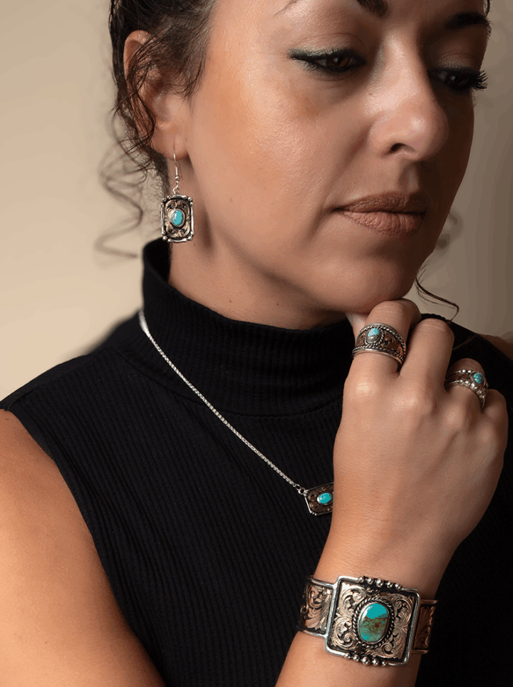 Turquoise Rope Edge Ring