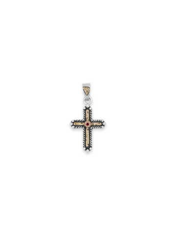Lariat Cross Pendant Small Ruby Red