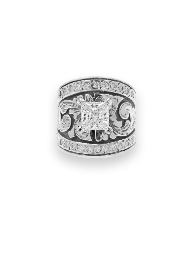 ◇HYERES LOR◇ [by IER] Silver (W) Star Stone Simple Ring BH Sterling Silver Bright Silver Scroll & Crystal Ring | Hyo Silver