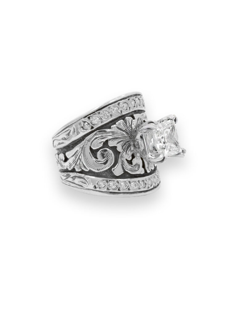 Western Sterling Silver Crystal Solitaire Ring | Hyo Silver