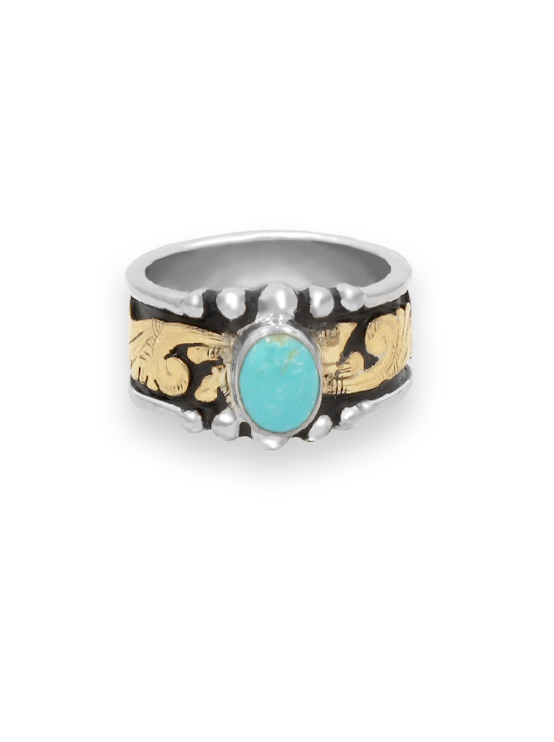voorstel pijn Dynamiek Bezel-Set Western Turquoise Ring | Black Antique Ring