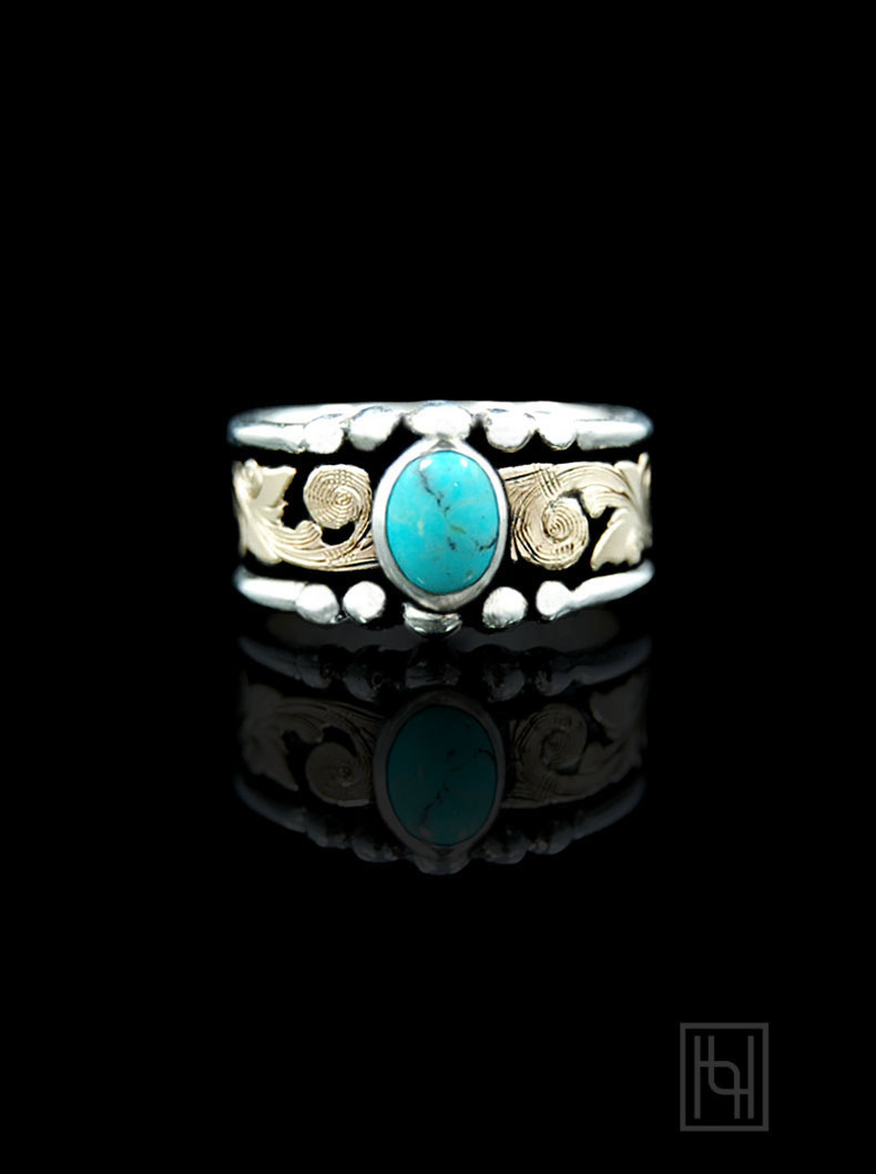 Western Turquoise  Ring  Hyo Silver
