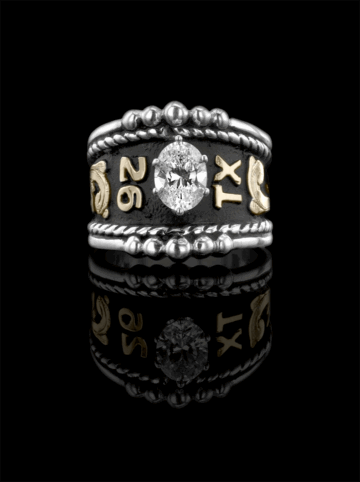 BSR0PF Custom Rope Ring with Yellow Gold & Black Background Front