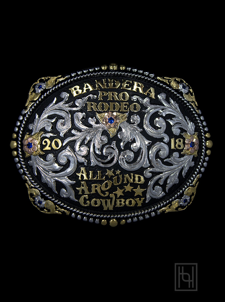 Rawhide Belt Buckle - Bandera Pro Rodeo 2018 All Around Cowboy Award