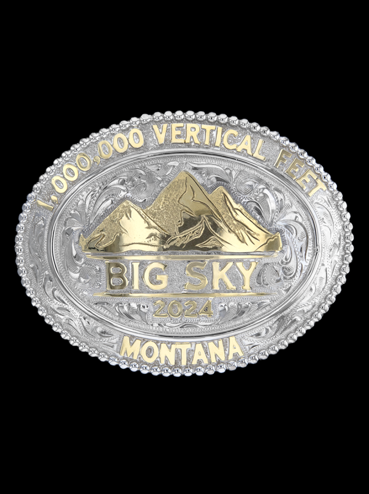 OVALWCIRC-bright-silver-gold-montana-mountains-buckle product image