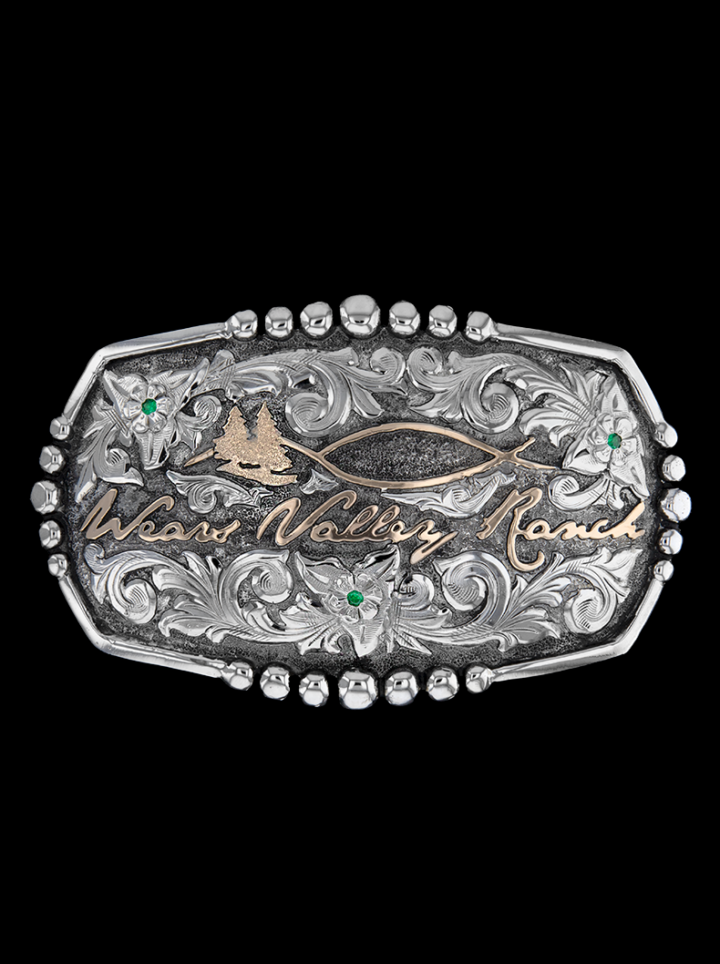 Mayan Custom Ranch Buckle Vintage Engraved