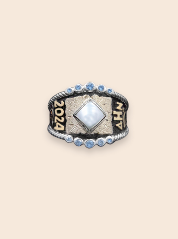 BSR028ARRSB Custom Rope Ring with Pearl Diamond Shape Stone