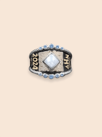 BSR028ARRSB Custom Rope Ring with Pearl Diamond Shape Stone