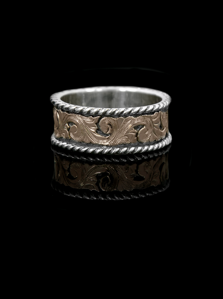 Custom Band with Rope with Rose Gold Scrolls & Oxidized Background Product Image