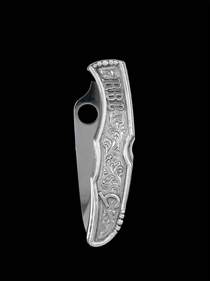 Large Silver Engraved Custom Knife - Image 4
