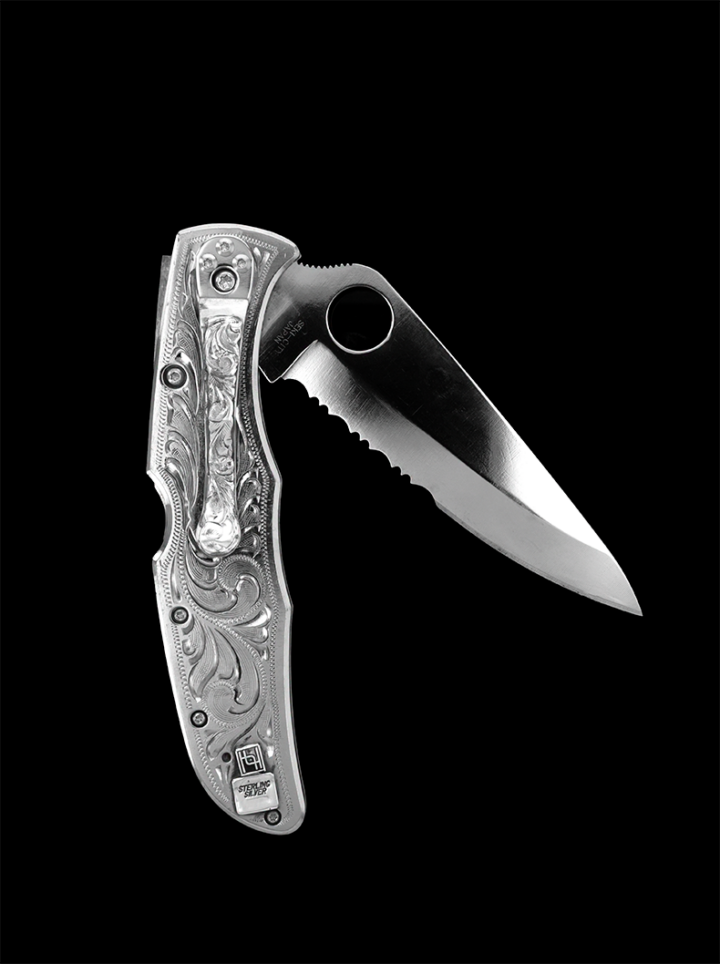 Large Silver Engraved Custom Knife - Image 5