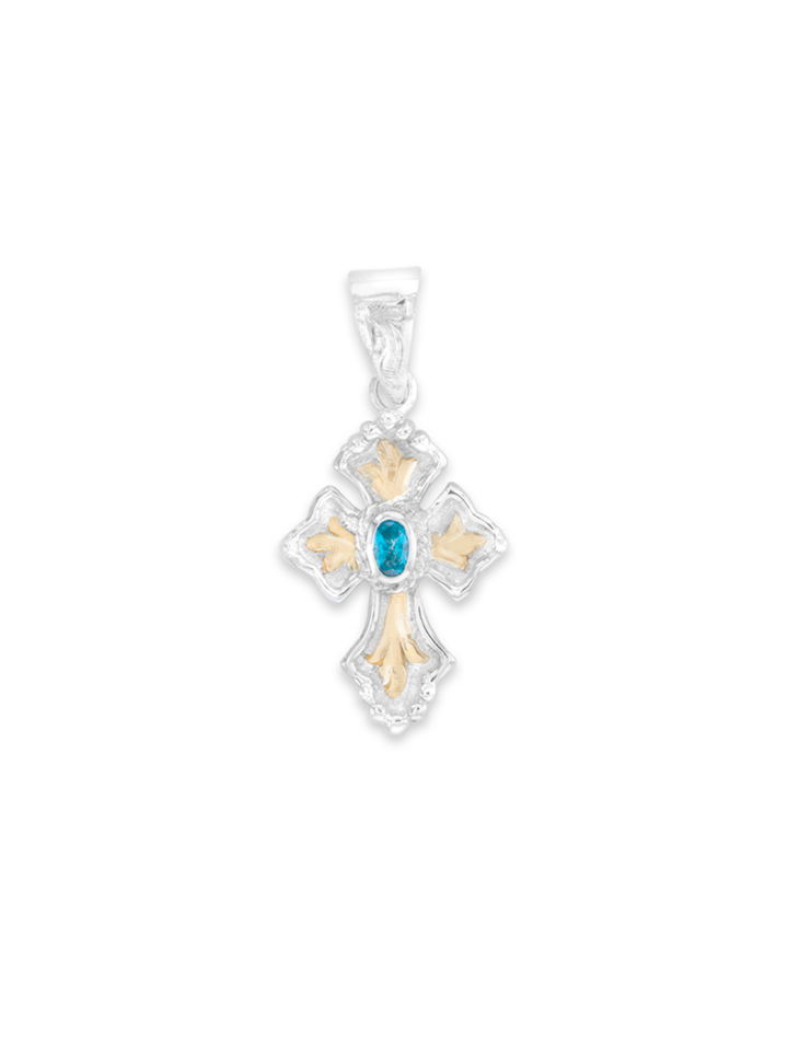 Budded Blue Topaz Cross
