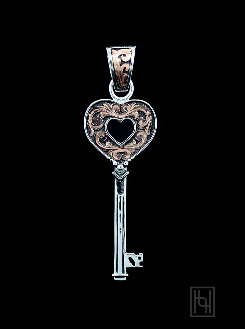 Key To My Heart Pendant W Rose Gold Scroll Hyo Silver Key To My Heart Pendant W Rose Gold Scrolls