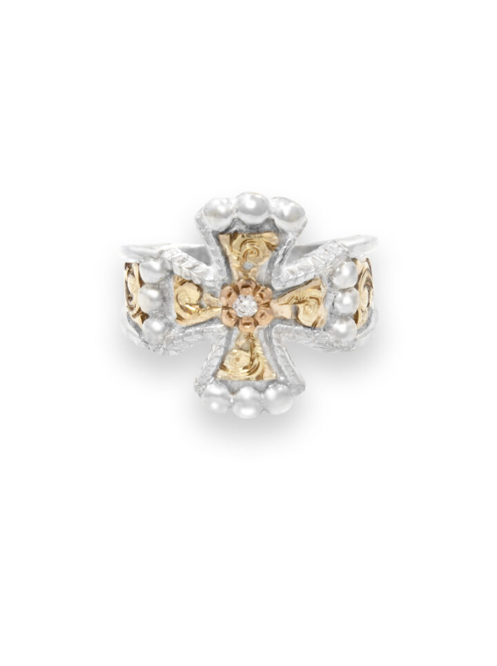 Yellow Gold Silver, Rose Gold Flower with Crystal Clear CZ