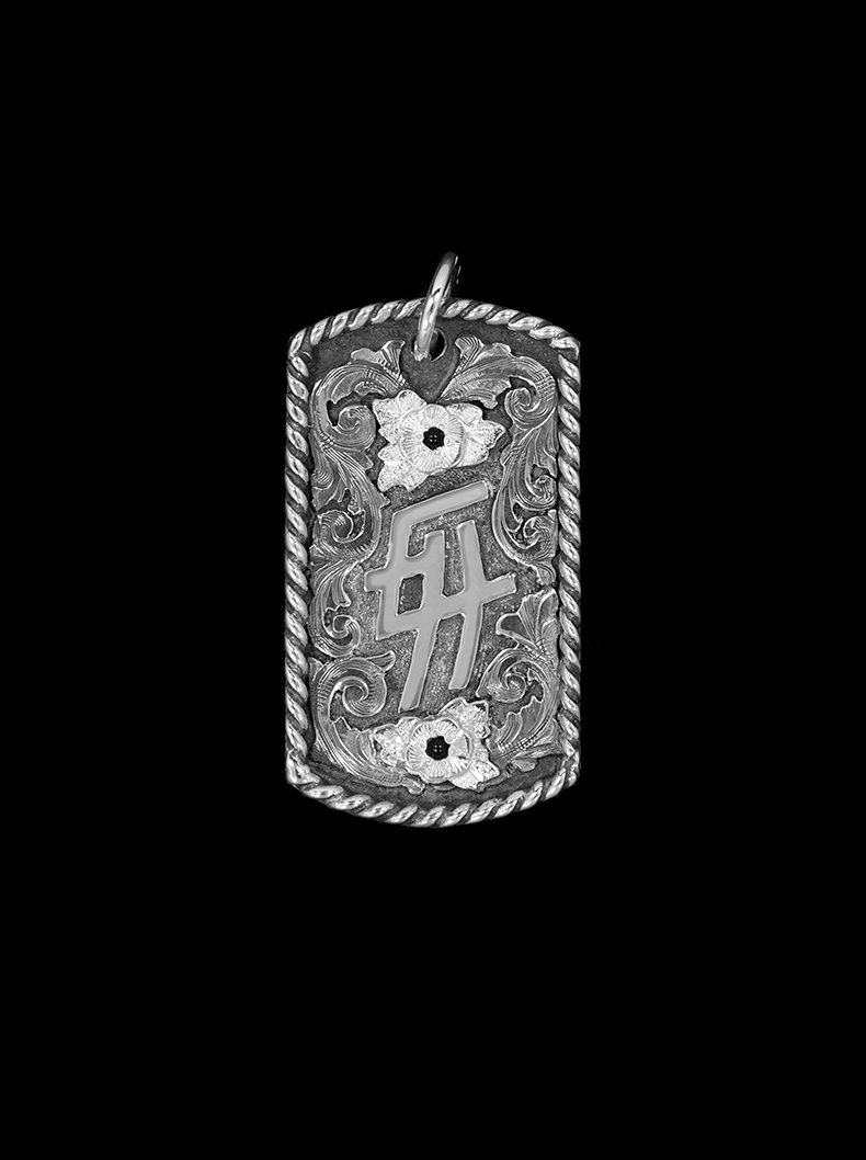 Custom-Dogtag-Rope-Pendant-Silver-Scrolls-with-Oxidized-Background