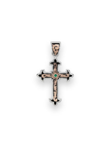 PNX032-EG Sterling Silver & Rose Gold Sovereign Cross