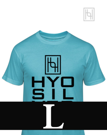 Branded Hyo Silver Turquoise Tee Shirt with black lettering and logo size L