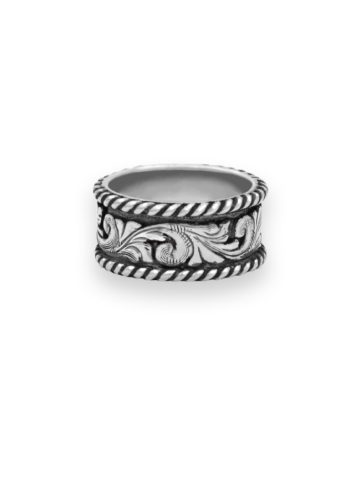 R058 Western Silver & Rope Solitaire Ring