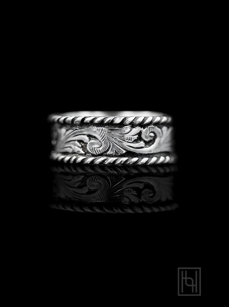 Western Silver & Rope Ring