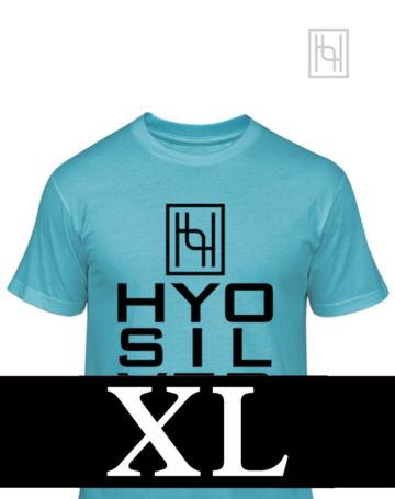 Branded Hyo Silver Turquoise Tee Shirt with black lettering and logo size XL