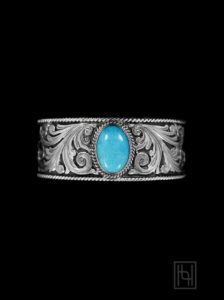 Sterling Silver Rope & Turquoise Cuff Bracelet