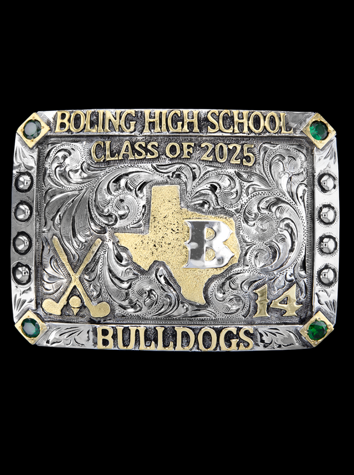 Boradway Buckle Vintage Engraved with Green Stones Product Image