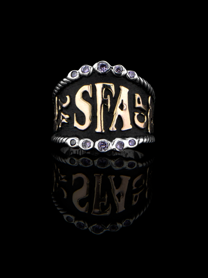 BSR0287 Black background purple stones gold lettering product image