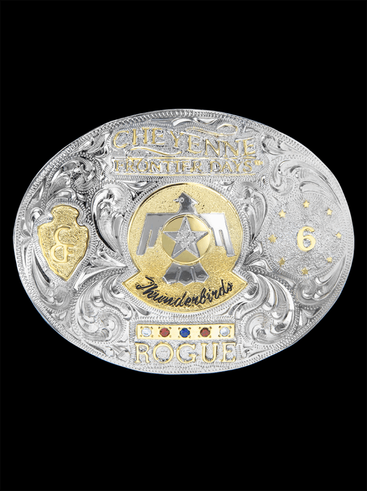 Hound Dog Oval Belt Buckle with Gold Die Strike
