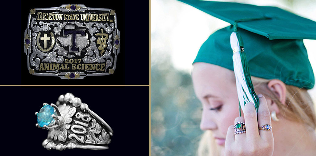 Hyo Graduation Buckles and Ring banner - custom ring and buckle w/ graduation photo
