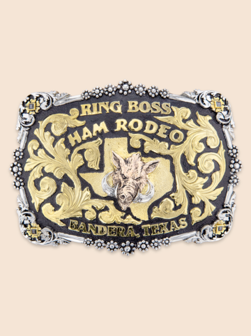Trinidad-Bright-Silver-Gold-Lettering Hamm Rodeo Buckle