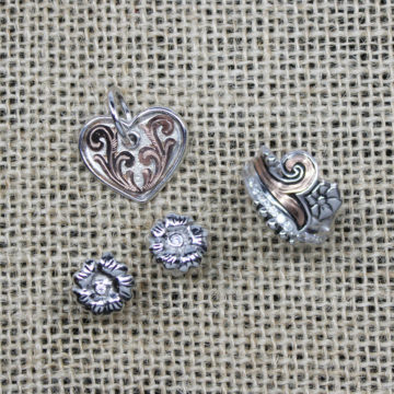 Rose Gold Scrolled & Silver Jewely Pieces