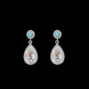 Teardrop Shaped Silver Earrings with Turquoise and custom rose gold brand