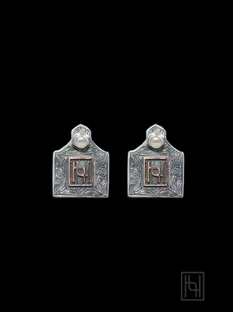 Custom Rimrock Cow Tag Post Earrings By Hyo Silver Custom Rimrock Cow Tag Post Earrings