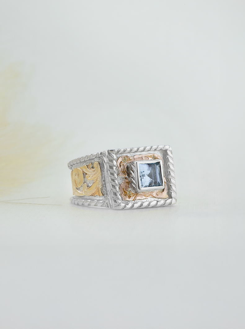BSR030 Custom Ring with added Crystal Square Stone Setting