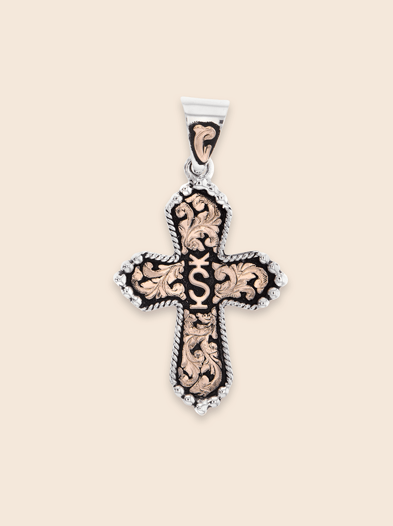 Custom Tall Cross Pendant w/ Rope - Custom Crosses by Hyo Silver