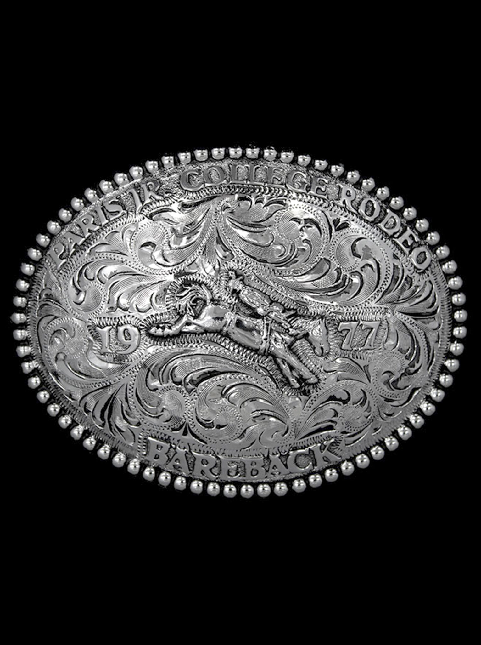 Oval w/ Bead Belt Buckle- Custom Belt Buckles by Hyo Silver