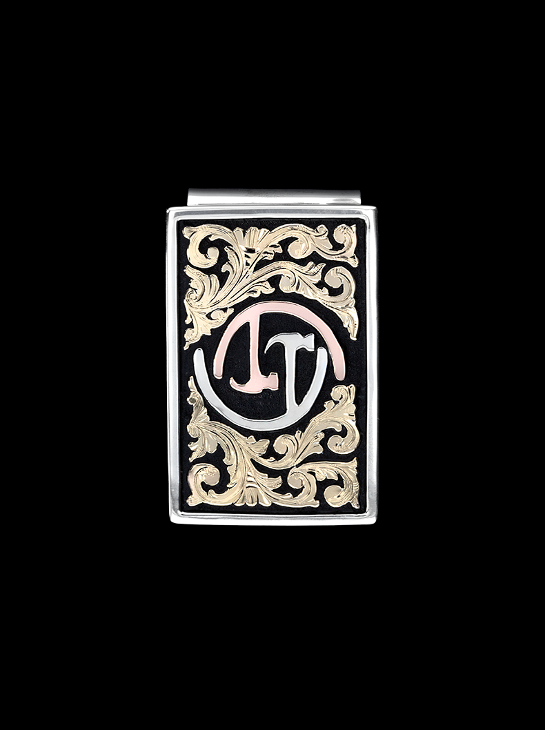 Vtg. hot Sterling & Gold Monogrammed Moneyclip