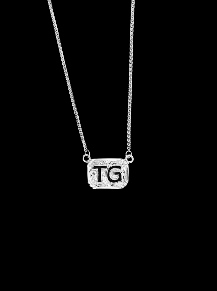 BSN101 Custom Engraved Necklace Bright Silver Product Image
