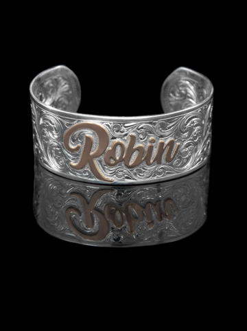 CBC045 Custom Branded Engraved Silver Cuff