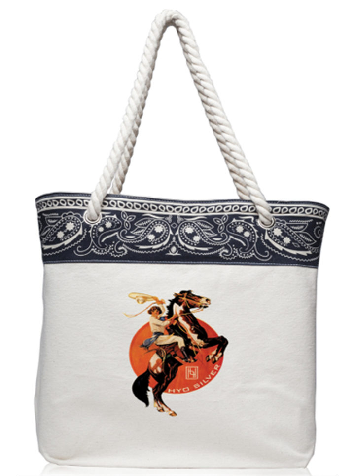 Western Tote Bag with Cowgirl on Horse Figure