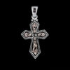 Custom Carver Cross featuring rose gold scrolls, black background and silver initials