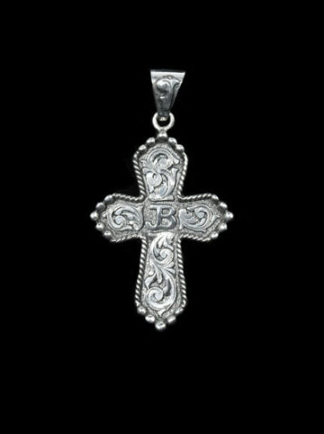 Custom Tall Cross Pendant w/ rope edge to add a simple brand or initials