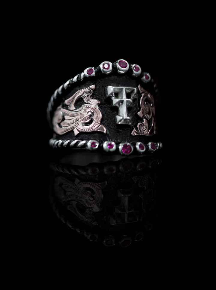 Custom Rope Ring with Accent Stones is a beautiful sterling silver ring with twisted silver rope