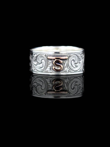 Vintage Engraved Scrolls w/ Rose Gold Brand Custom Ring