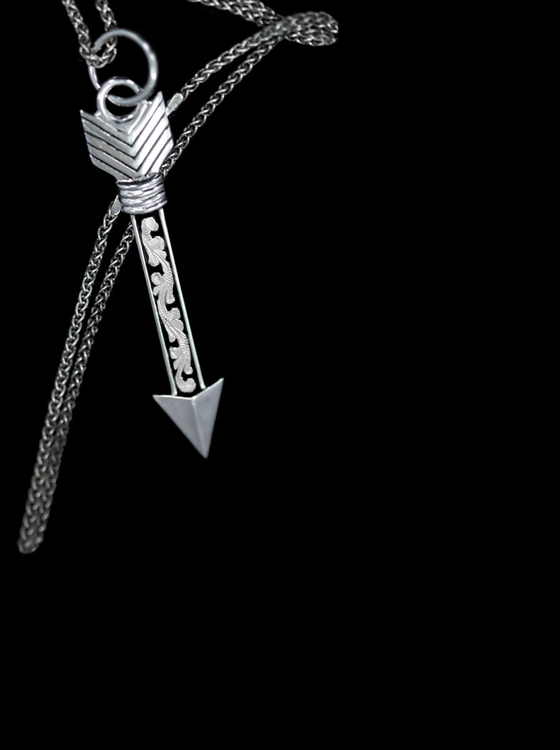 Arrow Drift Necklace w/ Silver Long Necklaces by Hyo Silver