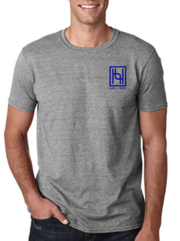 Grey Cotton Tee with Blue Hyo Silver Logo on Front