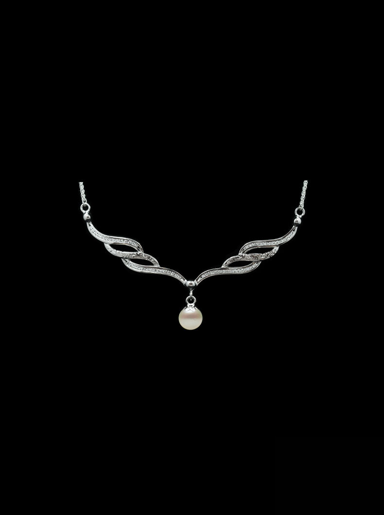pearl drop necklace silver